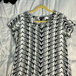Black, white, and gray short sleeve shirt. Dana Bachman Signature
